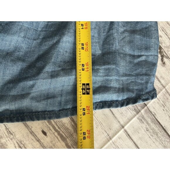 Talbots Blue Chambray Square Neck Button Up Top Blouse Shirt 2X Peasant Boho - Picture 7 of 8